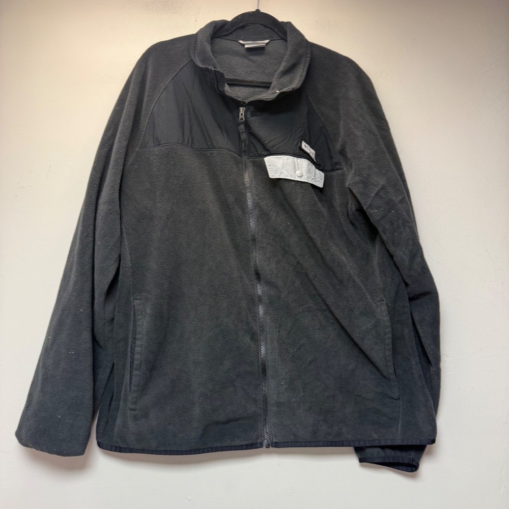 Columbia Fleece Jacket Mens XL Black Excellent Full Zip PFG Style Outdoor